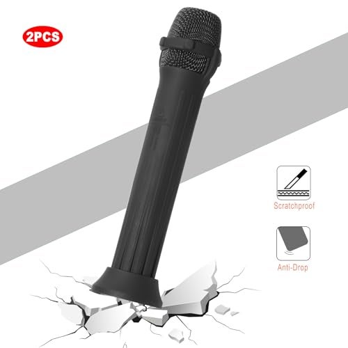 TXEsign Silicone Case for JBL Wireless Two Microphone-2 Pack, Anti-Rolling Protective Case with Base Rod Mic Sleeves Microphone Stand for Disco Stage Party TV Show (Black) - Image 4