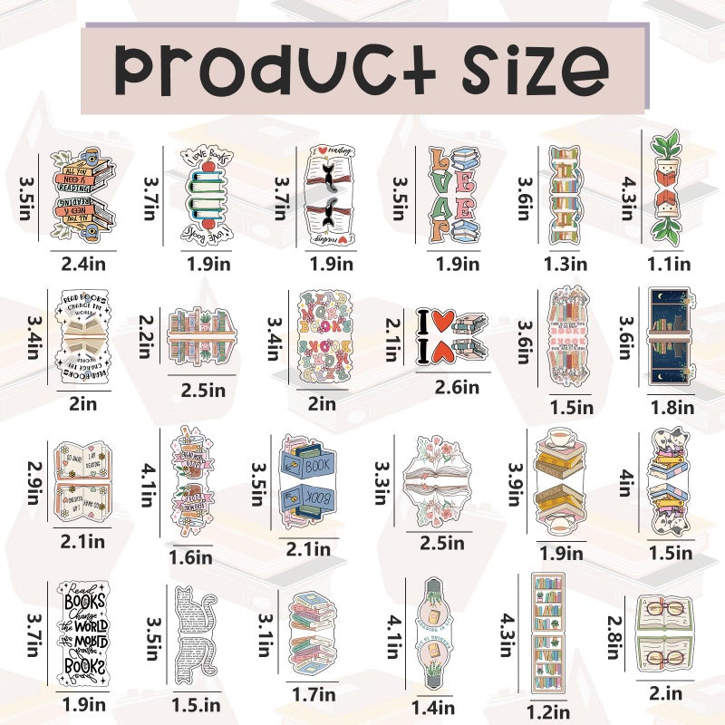 Nezyo 24 Pieces Magnetic Bookmarks Cute Magnet Page Markers Foldable Page Clip for Students Reading Stationery Supplies Office Presents(Book) - Image 2