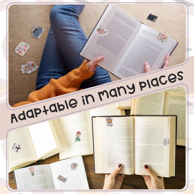 Nezyo 24 Pieces Magnetic Bookmarks Cute Magnet Page Markers Foldable Page Clip for Students Reading Stationery Supplies Office Presents(Book) - Image 5