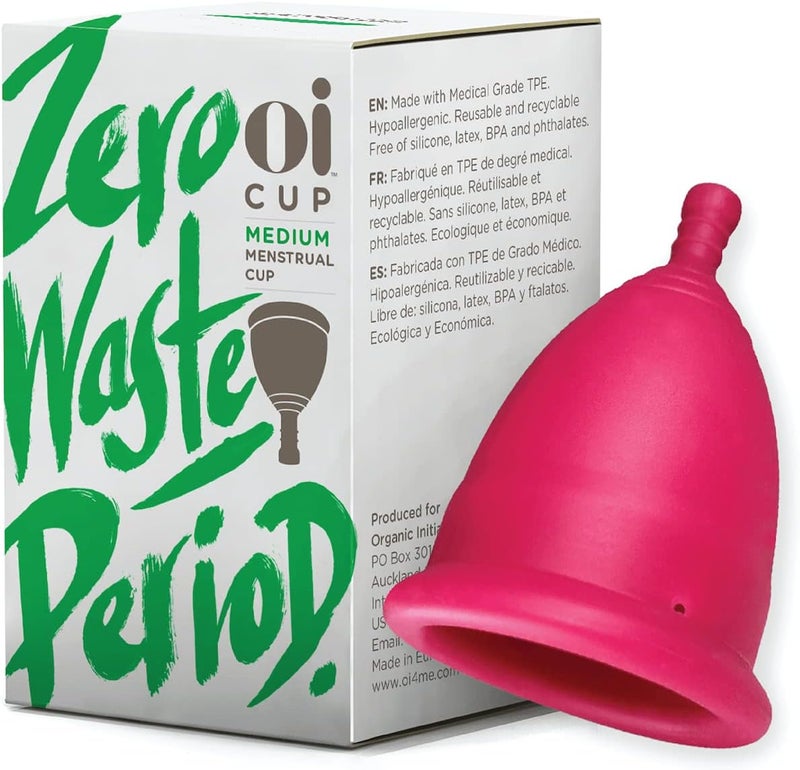 Oi Oi | Organic Initiative - Menstrual Cup | Medium - Adult, Wear for 8 hrs | Reusable, Leak Free (25 ml) - Tampon and Pad Alternative 