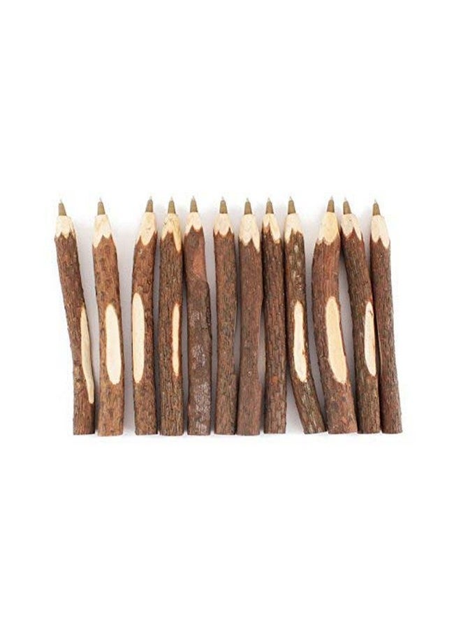 SKKSTATIONERY - 12 Pcs Real Wooden Ballpoint Pens, Branch Ballpoint Pens, Wood Ballpoint Pen, School Supplies 5" Long, Black Ink. - Image 1