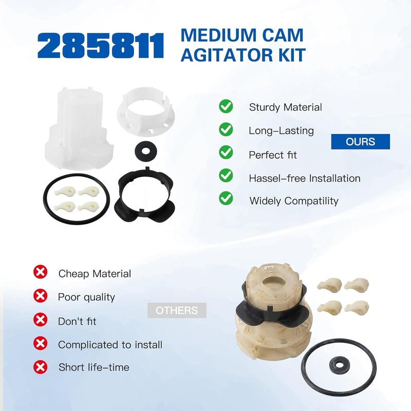 Varied global sizing picks Xspeedonline New 285811 Medium Cam Agitator Repair Kit - Replace 2744, 285746, 3347410, 3351001, 3363663, 3948431 - Compatible with Whirlpool Washers GSQ9344EZ0 GST9344EQ0 GST9344EZ0 GSW9559LW0 Moisture proof Experience optimized build Confirmed available stock Comfort grip Economical varied sizing picks Elegant multi-option build Classic modern blend design Heat insulation layer Upgraded classic design Regional distribution available Easy handling optimized design Rack sorted local inventory Regional central warehouse stock Cross product compatible Secure equipped warehouse Safe material Local licensed courier Wide range usage design Advanced compact design Global production standard crafted One piece build General purpose design Pop-area nearby warehouse Easy assemble - Image 4