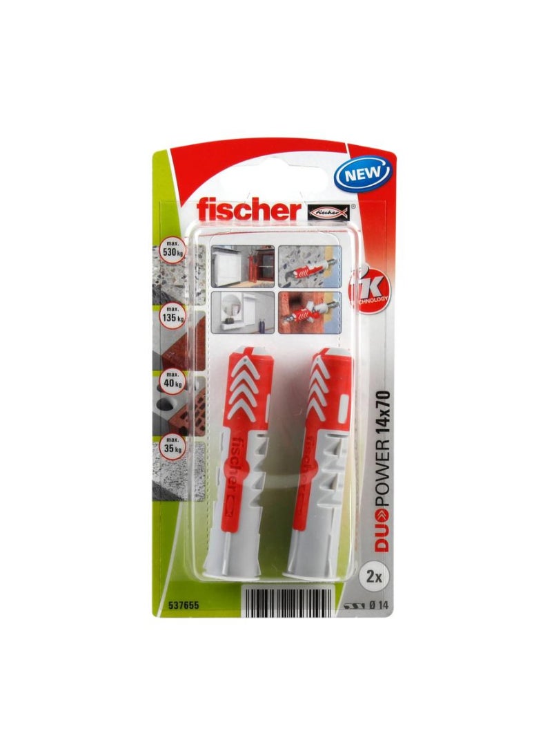 Fischer Duopower Universal Wall Anchor Pack 1.4 X 7 Cm 2 Piece