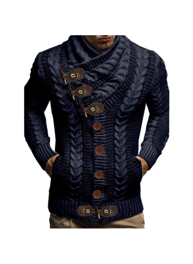 NIBEMINENT Autumn Winter Turtleneck Sweater Men  Casual Solid Knitted Cardigan Men FullSleeve Slim Mens Oversized Sweaters - Image 1