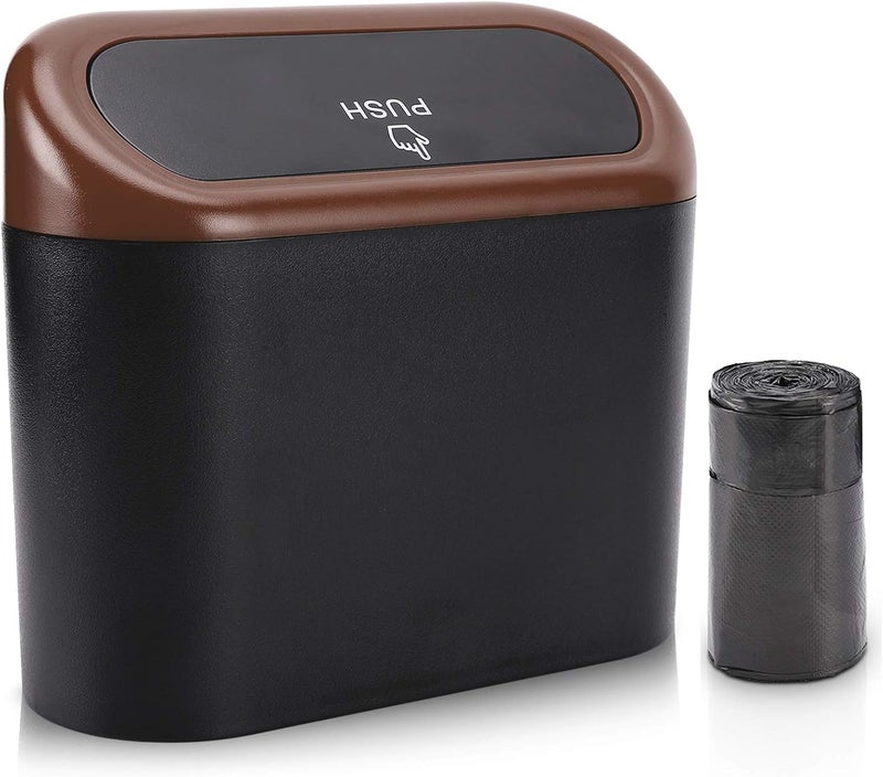 accmor Car Trash Can with Lid, Leakproof Vehicle Trash Bin Auto Dustbin Organizer, Waterproof Mini Garbage Bin Trash Container with Garbage Bag for Automotive Car, Home, Office, Kitchen - Image 1