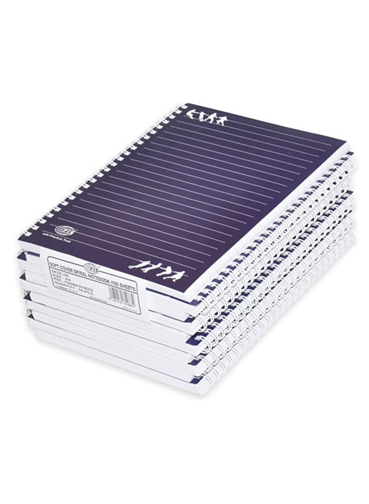 FIS 10-Piece FIS Spiral Soft Cover Notebook Single Line A5, 100-Sheets - FSNBA51905S - Image 1
