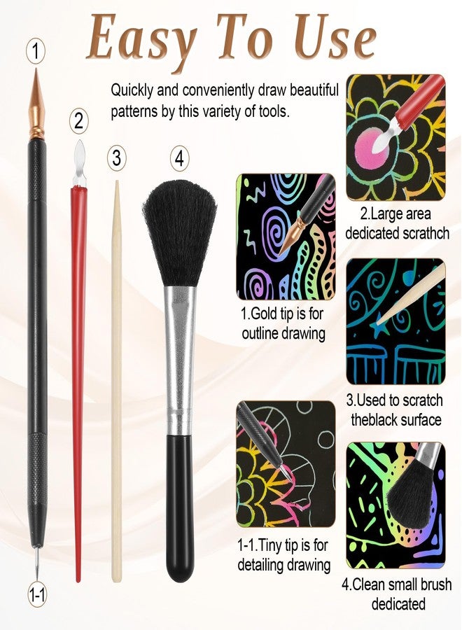 Psyqtsuary 9 Pcs Scratch Art Tools, Scratch Painting Art Tool Scratching Drawing Tool Set Including Tool Bag, Scratch Coloring Pens, Plastic and Wooden Stylus, Scraper, Clean Brush - Image 3