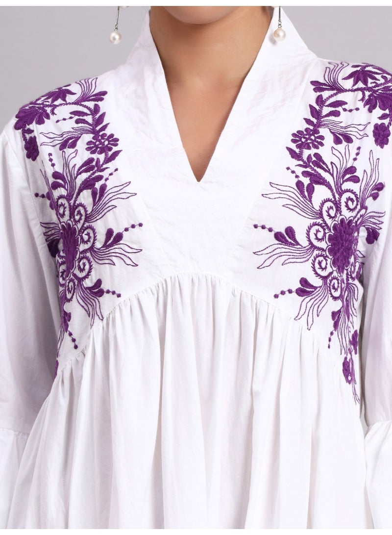 الايا جلابية نسائية قطنية مطرزة بأكمام جرس - AL3697B - Image 5