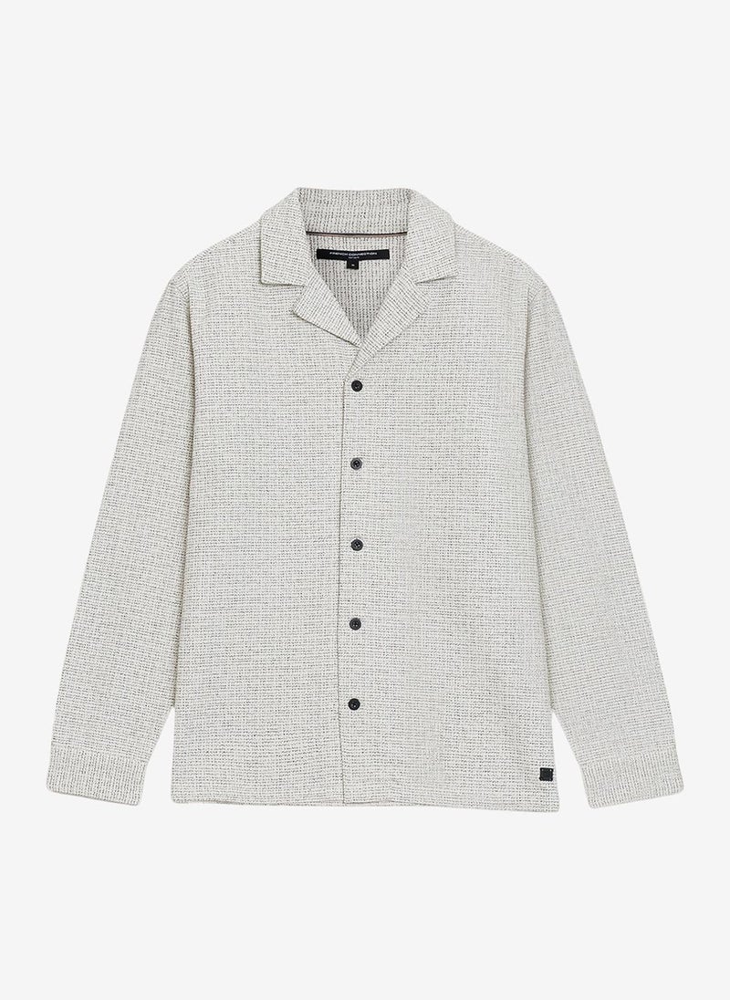 French Connection Men's Long Sleeve Two Thread Dobby Monochrome Shacket Shirt - Image 3