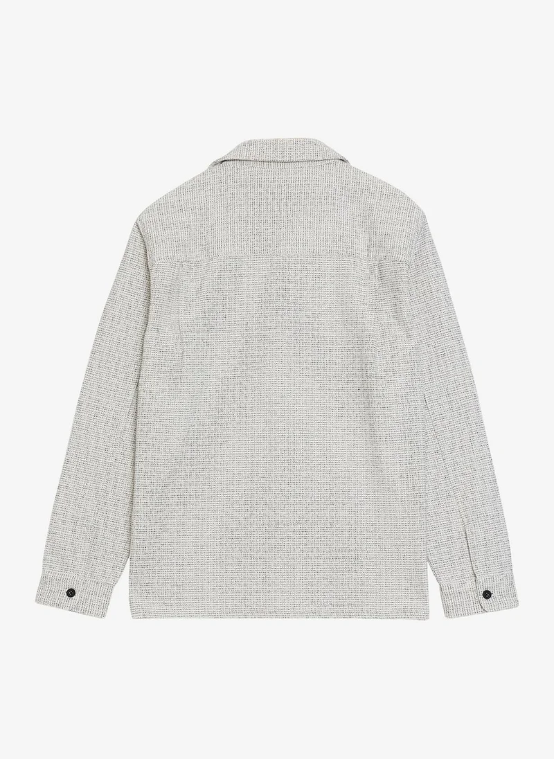 French Connection  Men's Long Sleeve Two Thread Dobby Monochrome Shacket Shirt for Men | Best Price UAE