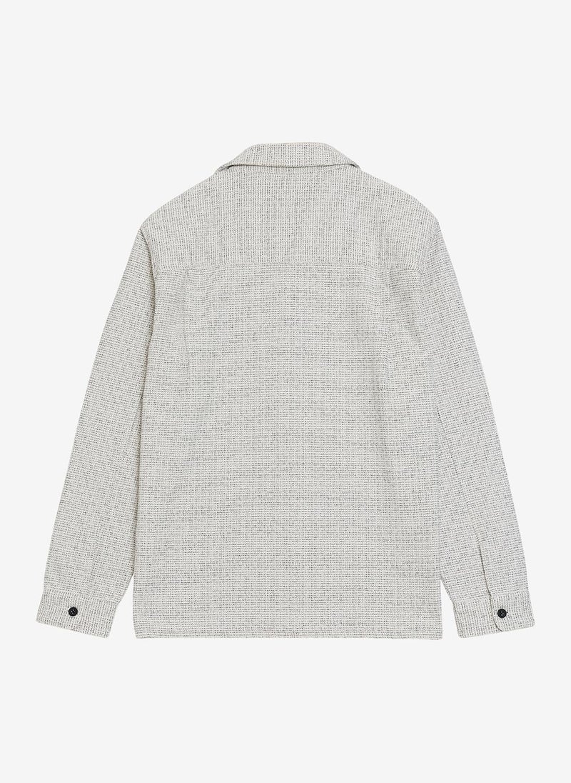 French Connection Men's Long Sleeve Two Thread Dobby Monochrome Shacket Shirt - Image 4