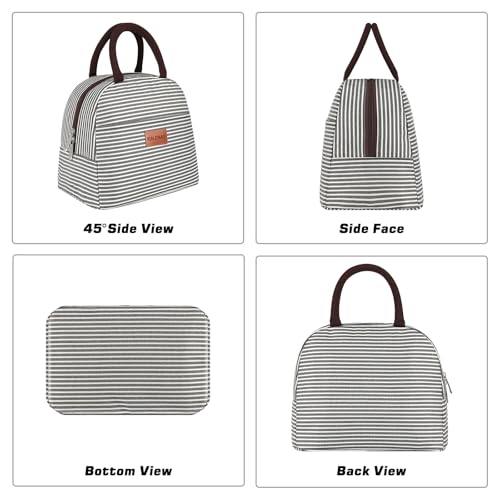 BALORAY Lunch Bag for Women Men Insulated Lunch Box for Adult Reusable Lunch Tote Bag for Work, Picnic or Travel(Black White Stripes) - Image 5
