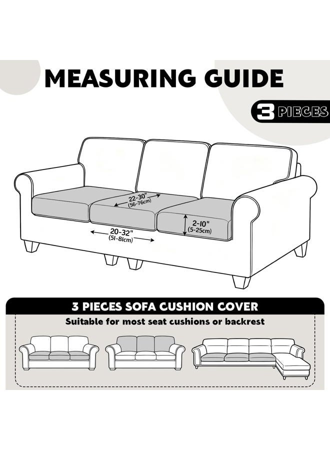 VANSOFY Couch Cushion Covers for Sectional Sofa, Stretch Jacquard Couch Seat Cushion Covers, Individual Washable Furniture Protector Sofa Slipcovers for Pet (3Pc Seater or Back Cover, Khaki) - Image 3