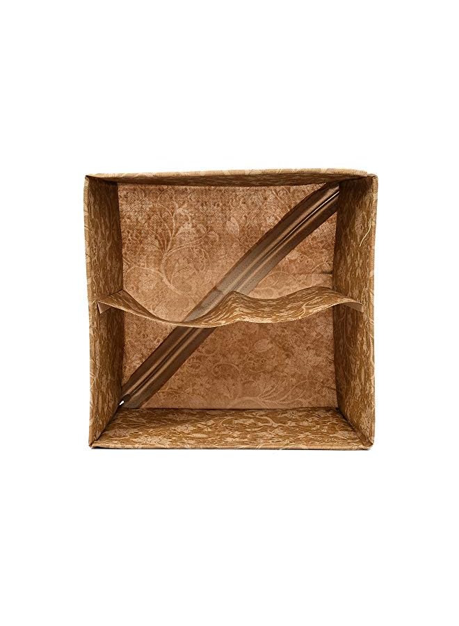 Kuber Industries Home Metalic Print 2 Layer 3-Drawer Fabric Cube Foldable Storage Organizer Box Dressing Organizer Jewellery Organizer (Beige)- Heart6906 - Image 2