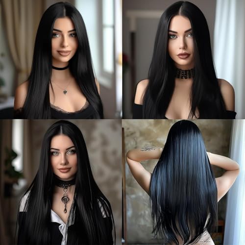 ASSU Natural Long Hair Wig For Women | Full Head Hair Wig | Cosplay Wig for Fashion Women 24 inch (Black) | Includes Wigcap - Image 2