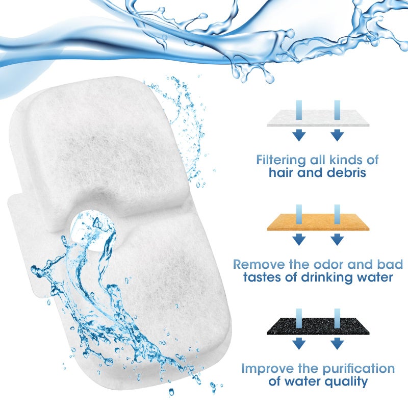Kapawze 15+15 Pack Cat Water Fountain Filters, Pet Water Fountain Filters Replacement for Dog/Cat Stainless Steel Fountain PLWF005/PLWF115/PLWF105, 7 Months Set to Keep Drinking Fresh - Image 4