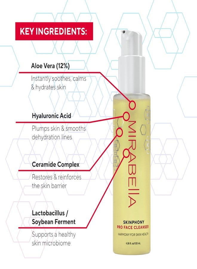 Mirabella Skinphony Pro Hydrating Face Cleanser with Hyaluronic Acid, Ceramides & Aloe Vera – Gentle Sulfate-Free Face Wash for Sensitive Skin_4.06 fl oz - Image 4