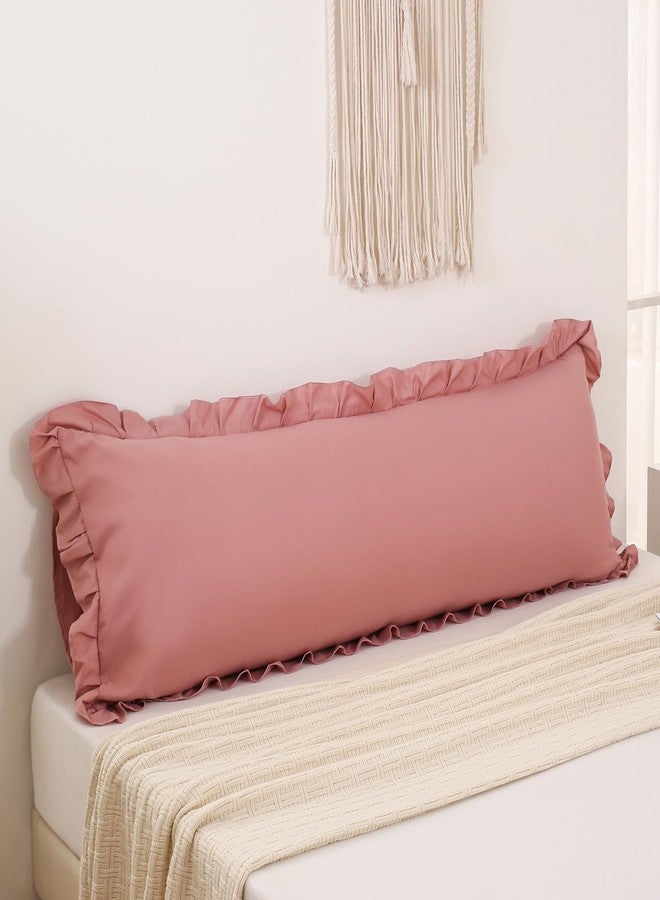 Merryword Pink Mocha Body Pillow Cover 20x54inches Long Pillowcase Ruffled Pillowcases Shabby Chic Ruffled Fringe Decor Body Ruffled Pillow Sham Cute Pillowcase (1 Body, Pink Mocha) - Image 1