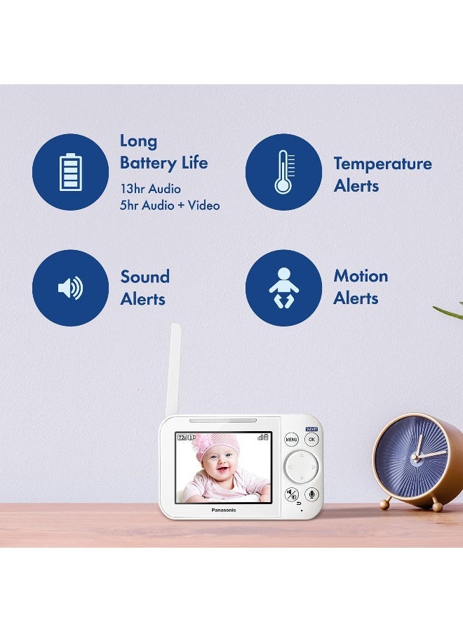 Panasonic Baby Monitor with Camera and Audio, 3.5â€ Color Video, Extra Long Range, Secure Connection, 2-Way Talk, Soothing Sounds, Remote Pan, Tilt, Zoom - 1 Camera - KX-HN4101W (White) - Image 5