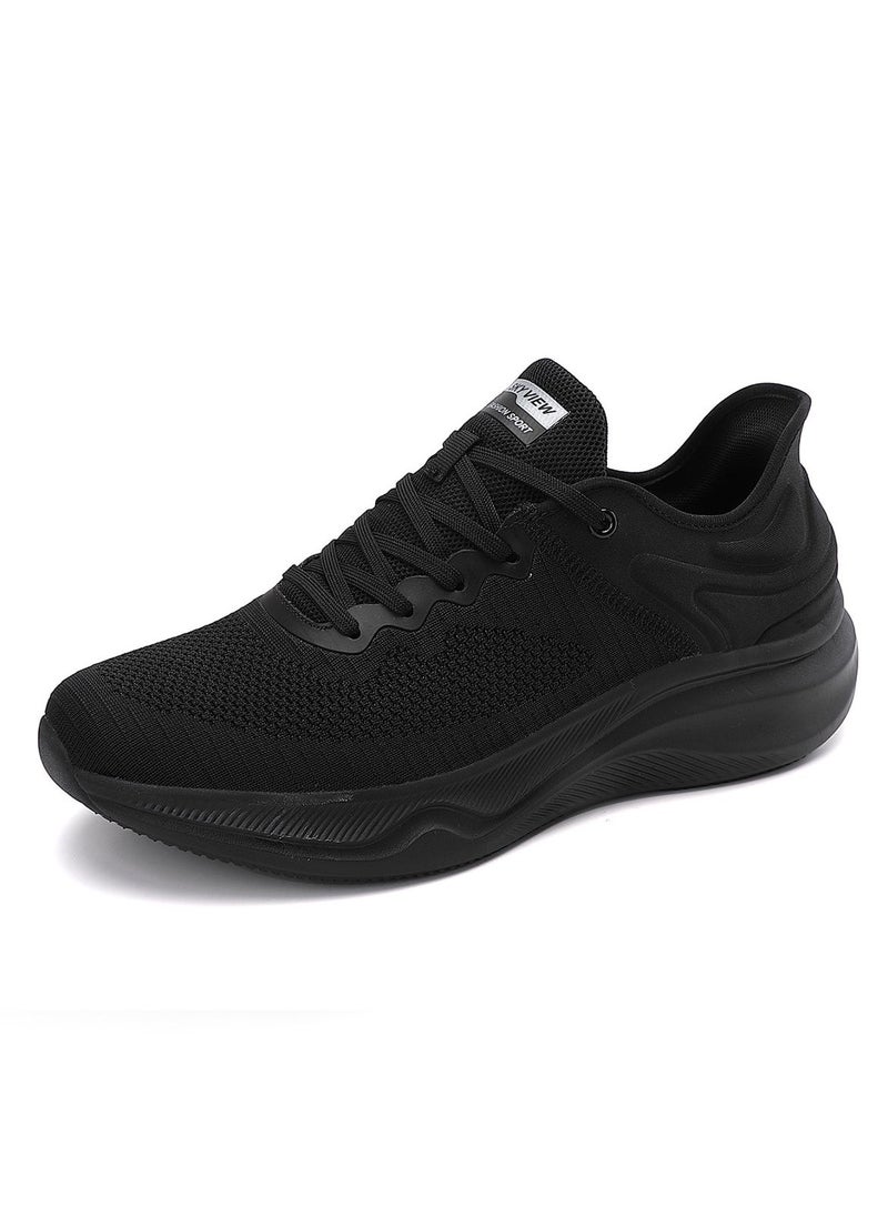Sky View Athlesiure Men's Slip-ins Runing Shoes Comfortable Lightweight Sports Walking Shoes Lace-Up Tennis Breathable Athletic Gym Workout Cross Training Sneakers Black  - Image 1