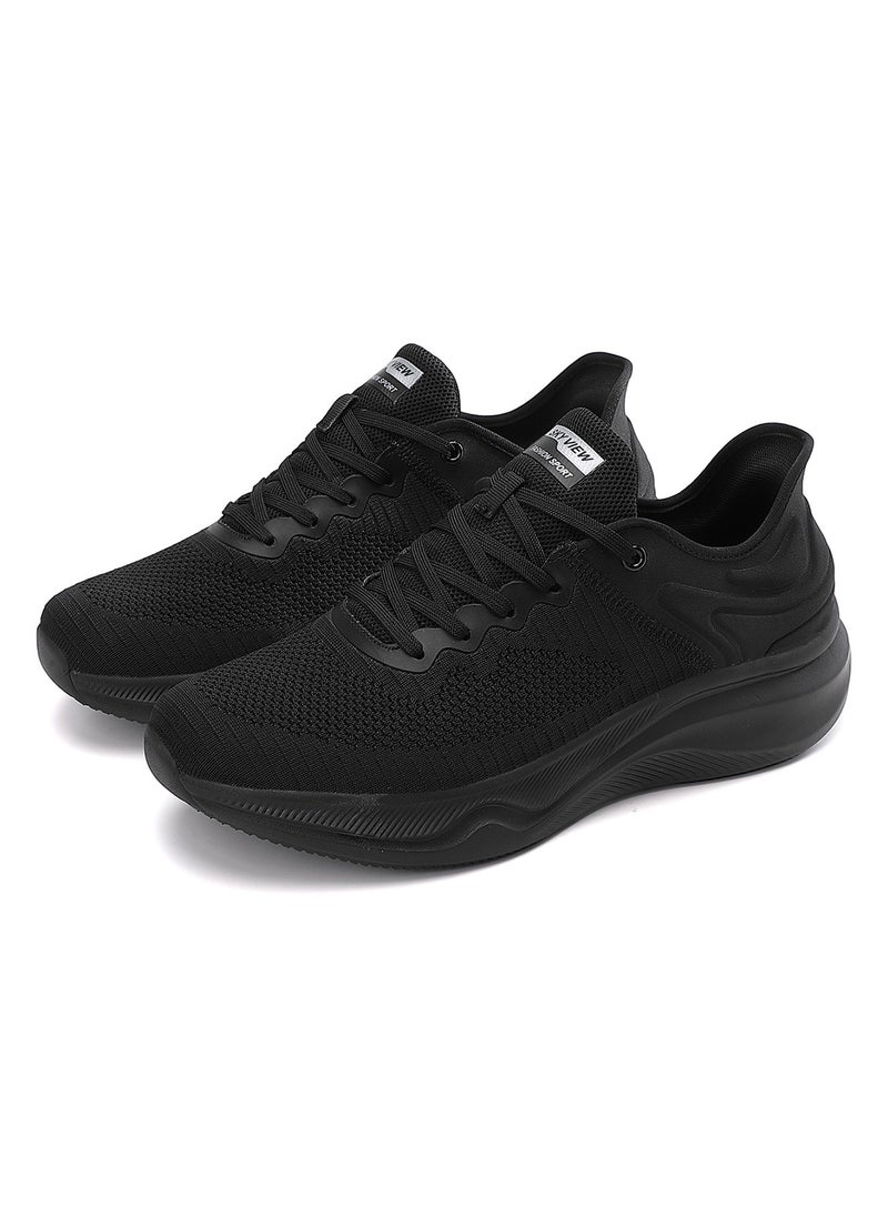 Sky View Athlesiure Men's Slip-ins Runing Shoes Comfortable Lightweight Sports Walking Shoes Lace-Up Tennis Breathable Athletic Gym Workout Cross Training Sneakers Black  - Image 5