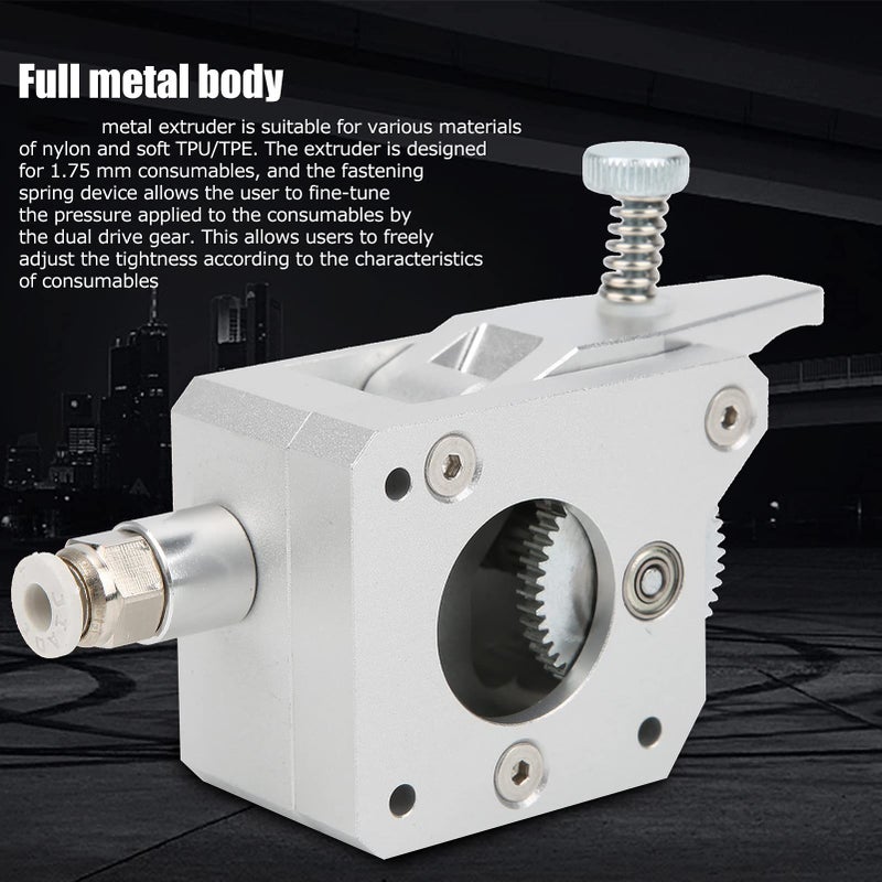 Extruder Drive 3D Printer Double Gear Hardened Steel 1.75mm Metal Silver Right Hand - Image 4