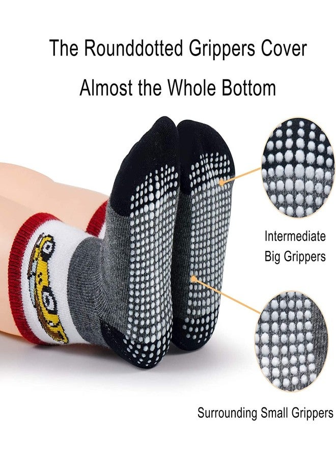 FIMALIA Organic Cotton Anti-Skid Socks Non Slip Kids Toddler Socks with Grip | (Pack of 4,6 &12 Pair) (Color & Print May Vary) (0 to 5 years size) (IN, Age, 6 Months, 12 Months, 4 Pair (Girls)) - Image 3