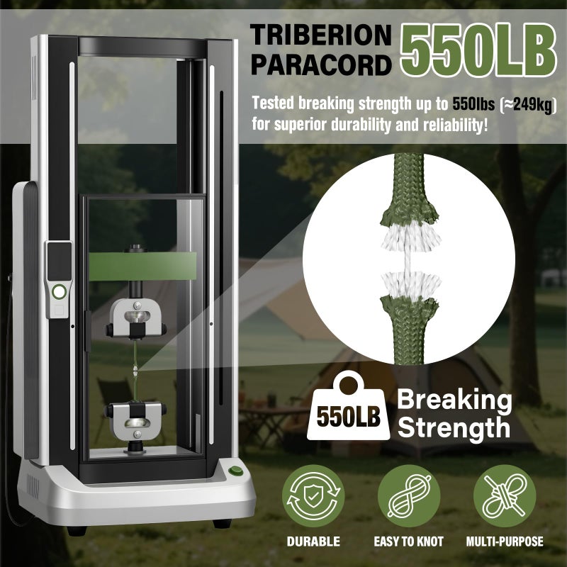 Triberion Paracord Rope 550 lb - 1000ft / 500ft / 200ft / 100ft 5/32" Parachute Cord 4MM 7-Strand para Cord - Heavy Duty Spool String for Survival,Camping Gear, Survival Bracelet, Clothesline - Image 4
