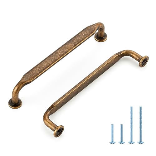 HOME EDIT 10 Pack 5 Inch Knurled Antique Brass Cabinet Handles Solid Zinc Alloy Pulls for Kitchen, Bathroom, Dresser & Closet Cabinets Hardware - Image 1