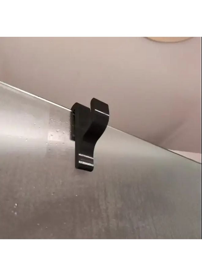 Bathroom Glass Door Hook 1 Piece White Black Wall Mounted Towel Rack - Image 1