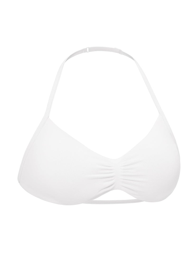 VOYJOY Impact Strappy Sports Bra Adjustable Padded Workout Gym Yoga Bra Crop Top for Women White - Image 1