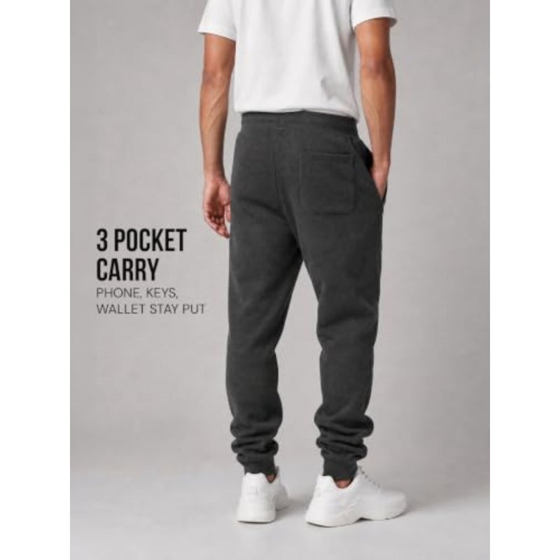 mens Cargo Pocket Jogger Pants Sweatpants for casual wear, cotton blend fabric, black color, with functional cargo pockets and tapered fit - Image 4