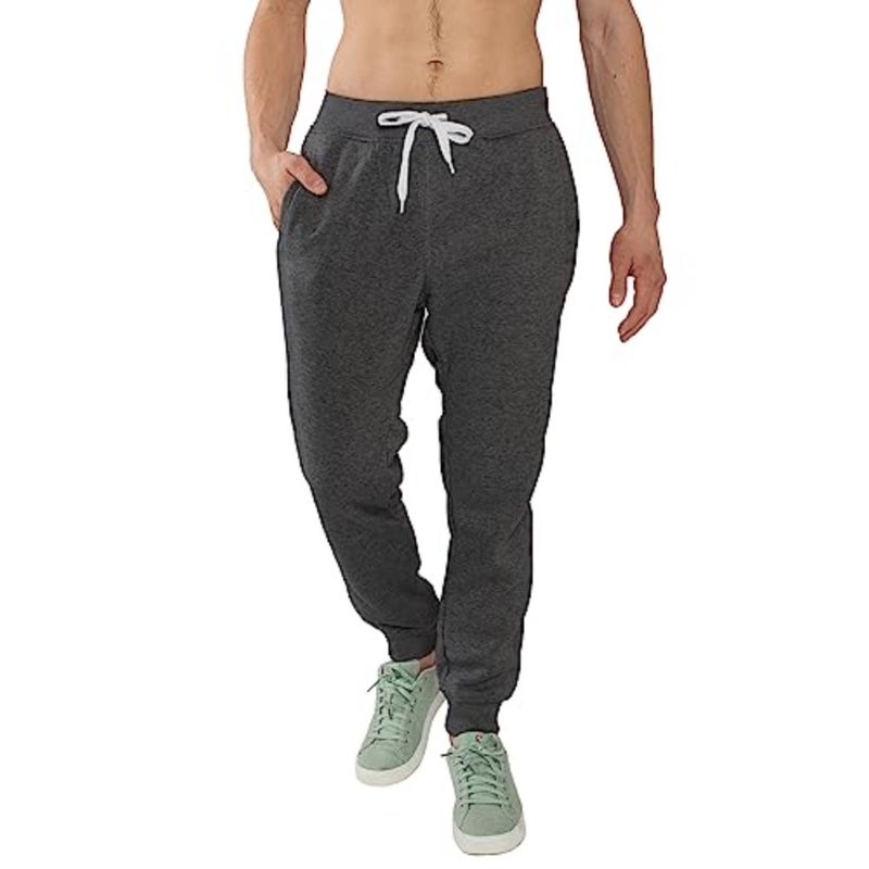 mens Cargo Pocket Jogger Pants Sweatpants for casual wear, cotton blend fabric, black color, with functional cargo pockets and tapered fit - Image 1
