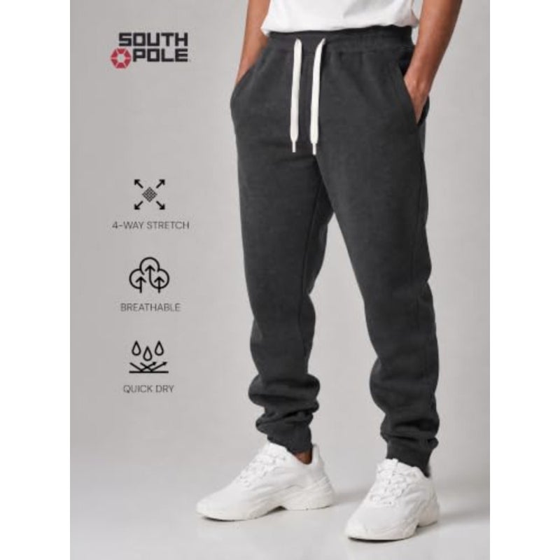mens Cargo Pocket Jogger Pants Sweatpants for casual wear, cotton blend fabric, black color, with functional cargo pockets and tapered fit - Image 2