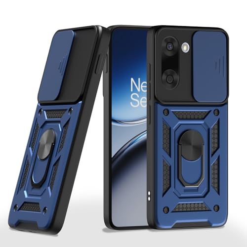 Pikkme Back Cover for Oneplus Nord Ce 5 5G | D10 Tough Armor | 360 Protection Case | Sliding Camera Shield Cover & Ring Holder Stand Bumper Case (Blue) - Image 1