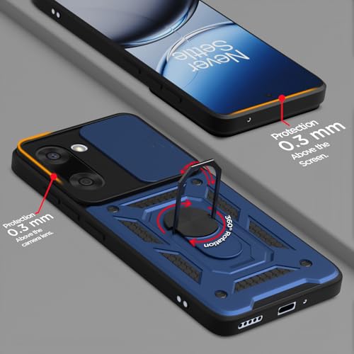 Pikkme Back Cover for Oneplus Nord Ce 5 5G | D10 Tough Armor | 360 Protection Case | Sliding Camera Shield Cover & Ring Holder Stand Bumper Case (Blue) - Image 4