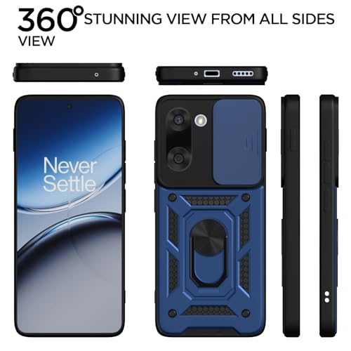 Pikkme Back Cover for Oneplus Nord Ce 5 5G | D10 Tough Armor | 360 Protection Case | Sliding Camera Shield Cover & Ring Holder Stand Bumper Case (Blue) - Image 5