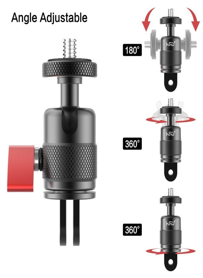 HSU 360 Degree Rotation Camera Tripod Mount Adapter, 1/4"- 20 Camera Mount, Tripod Adapter Compatible with GoPro/Sony/Sjcam/ Insta360 X3/X2/X/RS/R and Other Cameras (Black) - Image 2