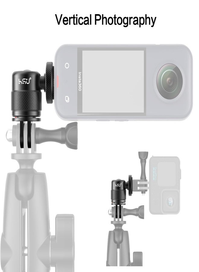HSU 360 Degree Rotation Camera Tripod Mount Adapter, 1/4"- 20 Camera Mount, Tripod Adapter Compatible with GoPro/Sony/Sjcam/ Insta360 X3/X2/X/RS/R and Other Cameras (Black) - Image 4