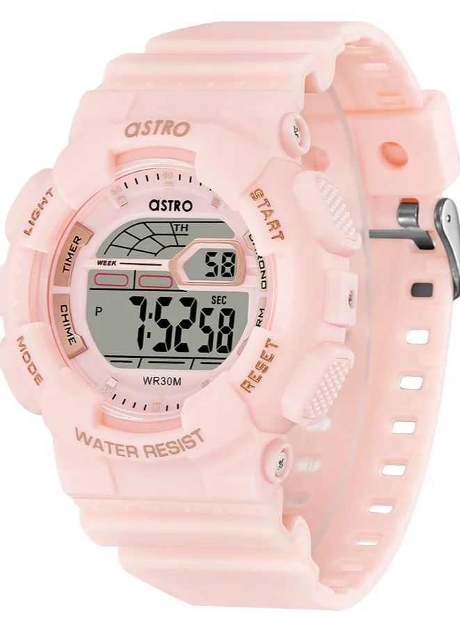 ASTRO Astro Kids Quartz Movement Watch, Digital Display and Polyurethane Strap - A22911-PPFF, Pink