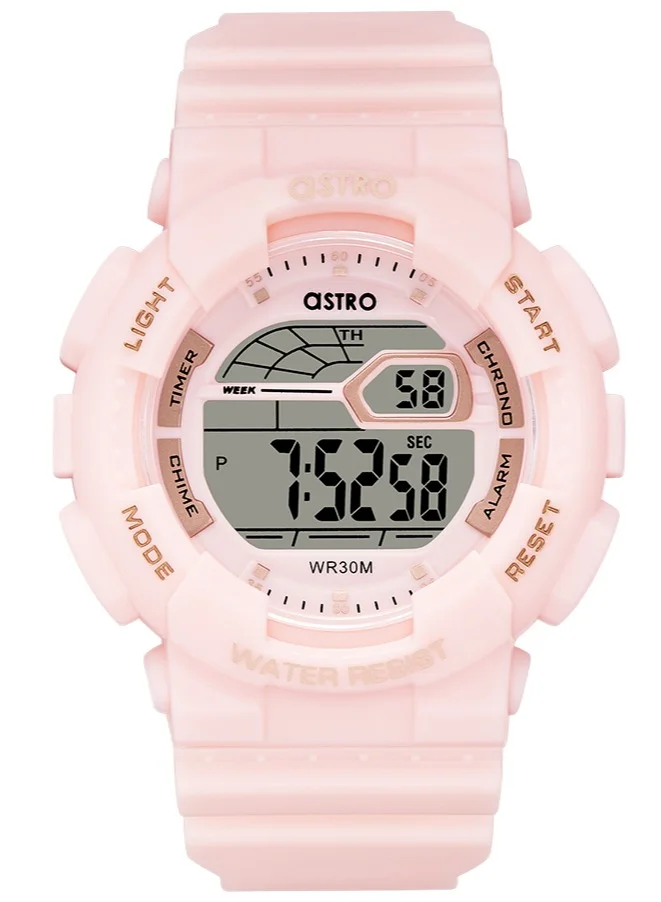 ASTRO Astro Kids Quartz Movement Watch, Digital Display and Polyurethane Strap - A22911-PPFF, Pink