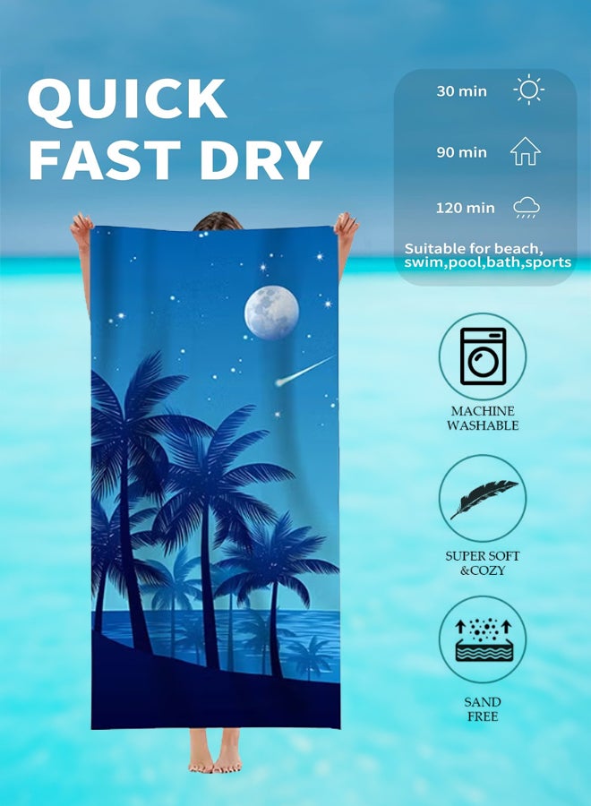شبيلي منشفة شاطئية كبيرة الحجم من الألياف الدقيقة مقاومة للرمل وسريعة الجفاف، منشفة سفر وبركة سباحة فائقة النعومة وخفيفة الوزن قابلة للغسل في الغسالة، قياس ‎150 × 75‎ سم، عالية الامتصاص للبالغين والأطفال للشاطئ والسباحة والتخييم - Image 2