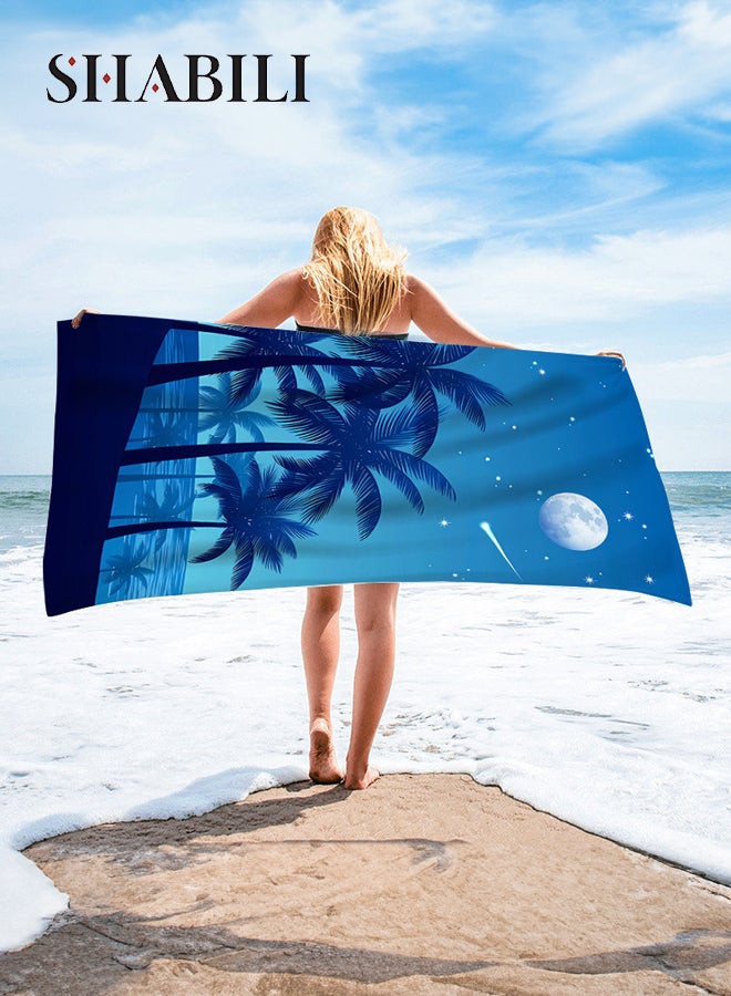 شبيلي منشفة شاطئية كبيرة الحجم من الألياف الدقيقة مقاومة للرمل وسريعة الجفاف، منشفة سفر وبركة سباحة فائقة النعومة وخفيفة الوزن قابلة للغسل في الغسالة، قياس ‎150 × 75‎ سم، عالية الامتصاص للبالغين والأطفال للشاطئ والسباحة والتخييم - Image 1