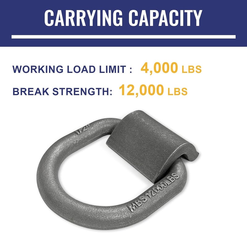 Grandroad auto Grandroad Heavy Duty Weld-On Forged D Ring - 12 Pack - Image 2