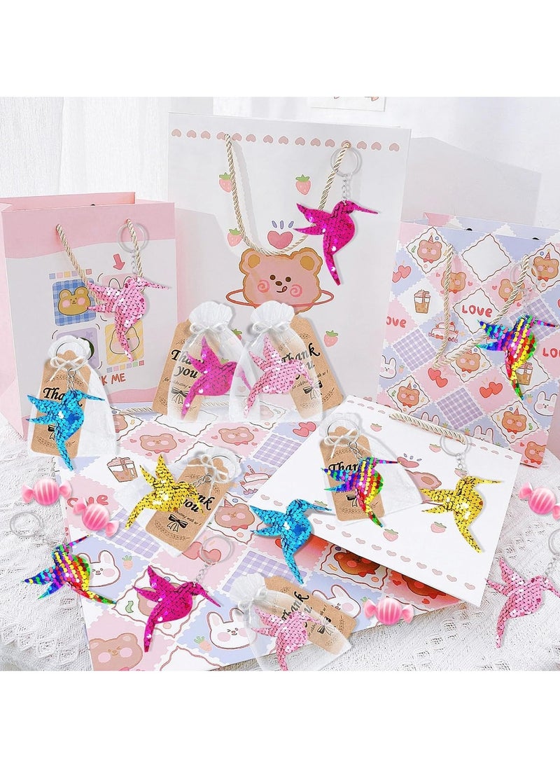 Sequin Keychains for Party Favors, Bird Pendant Keychain for Kids and Adults Birthday Gift, Baby Shower Party 5 Colors 25 Pcs - Image 4