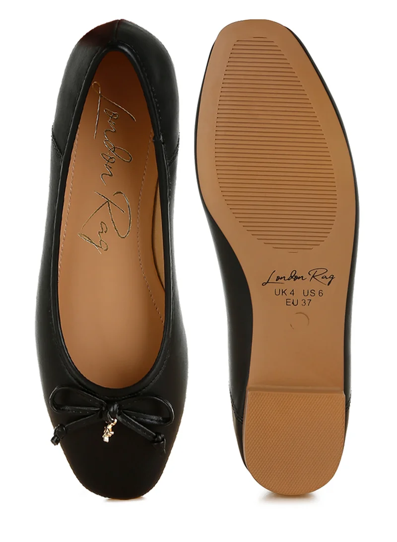 London Rag Faux Leather Casual Ballerinas in Black