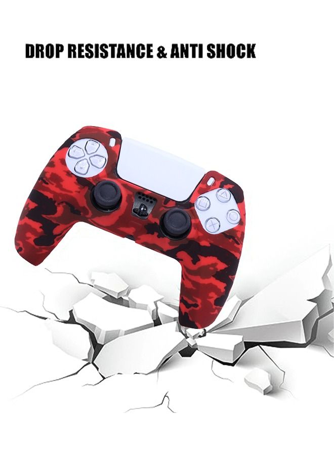 Silicone Skin Accessories for Sony PS5 Wireless Controller Grip Covers Case with Anti-Slip Anti-scratch Silicone Dustproof Protective, PS5 Controller Skin Protector Red/Black - Image 3