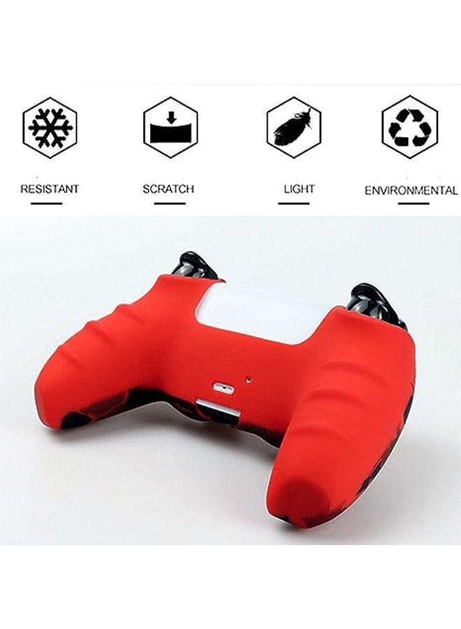 Silicone Skin Accessories for Sony PS5 Wireless Controller Grip Covers Case with Anti-Slip Anti-scratch Silicone Dustproof Protective, PS5 Controller Skin Protector Red/Black - Image 4