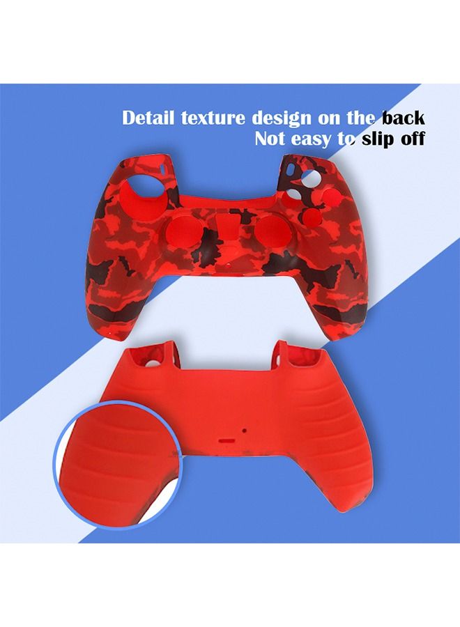Silicone Skin Accessories for Sony PS5 Wireless Controller Grip Covers Case with Anti-Slip Anti-scratch Silicone Dustproof Protective, PS5 Controller Skin Protector Red/Black - Image 2