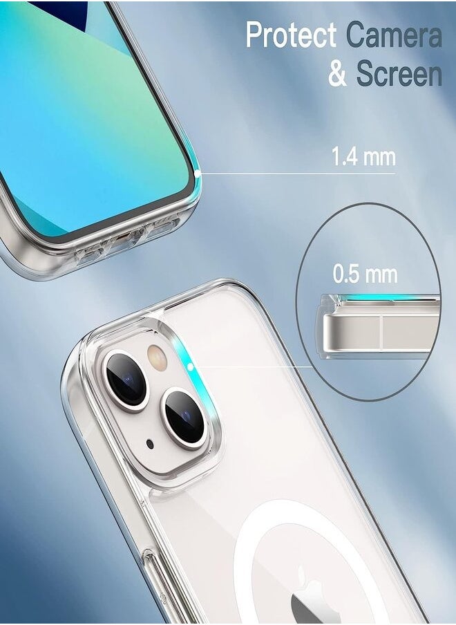 Generic - Magnetic Case for (iPhone 13) 6.1 Inch, Compatible with MagSafe Wireless Charging, Anti-Scratch Bumper Cover (Clear), TPU - PC - Image 1